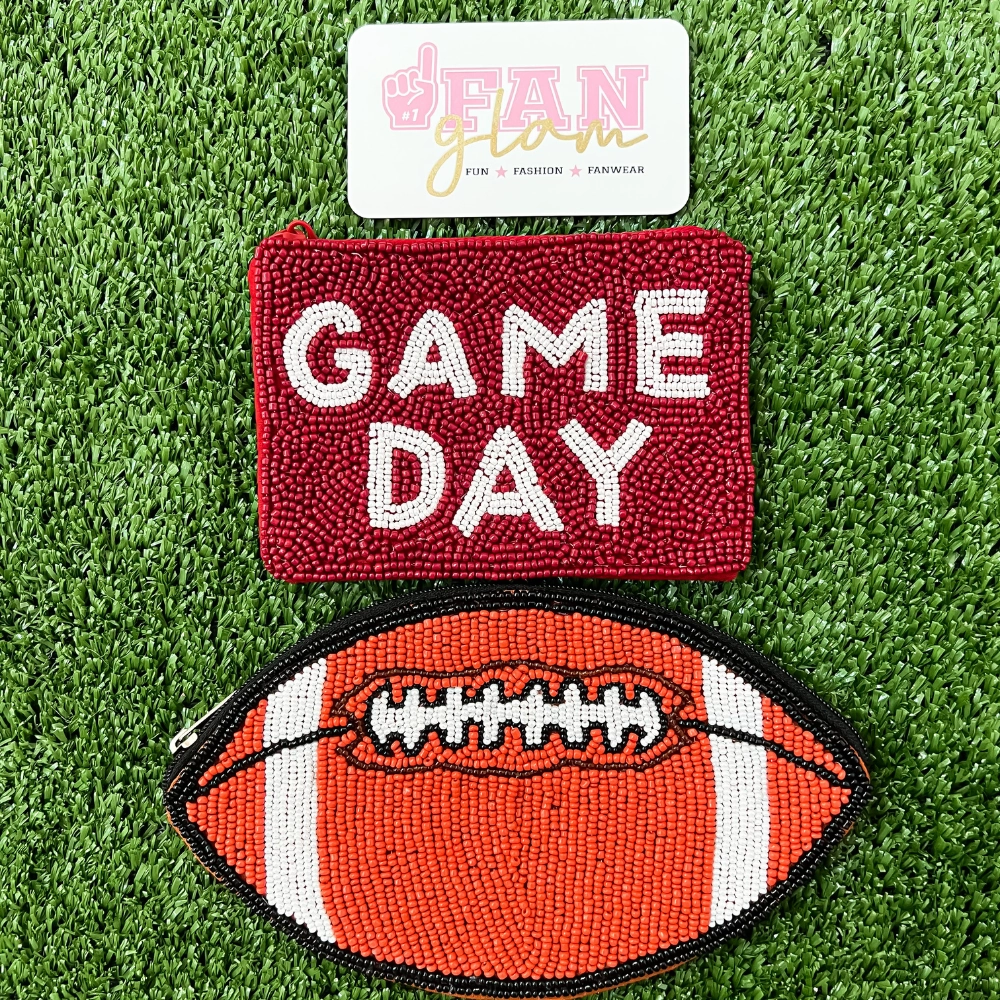 FOOTBALL BEADED COIN BAGS
