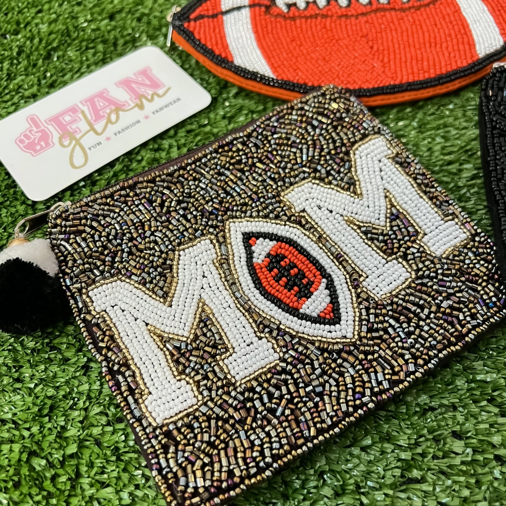FOOTBALL BEADED COIN BAGS