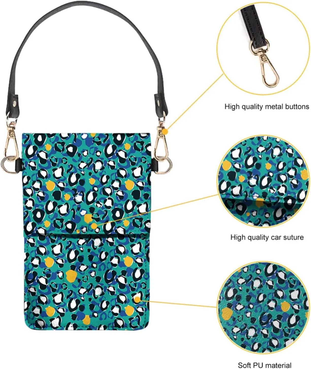 Forchrinse Cute West Highland Cattle Small Crossbody Bag Pu Leather Phone Purse Mini Shoulder Bag Women Touch Screen Bag