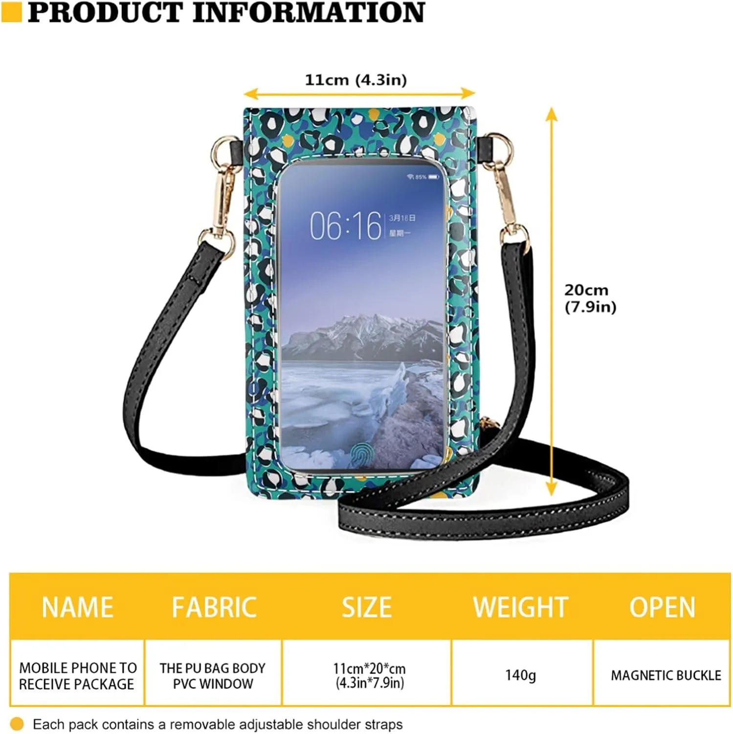 Forchrinse Cute West Highland Cattle Small Crossbody Bag Pu Leather Phone Purse Mini Shoulder Bag Women Touch Screen Bag
