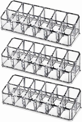FRCOLOR 3pcs Lip Gloss Organizer Box Slots Makeup Storage Case for Lipsticks Earrings and Accessories Stylish Portable Design for Easy Use and Display