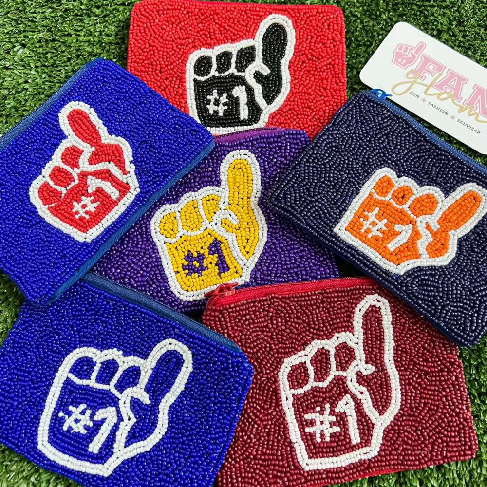 GAMEDAY #1 FOAM FINGER BEADED COIN PURSE - 6 COLORS