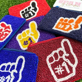 GAMEDAY #1 FOAM FINGER BEADED COIN PURSE - 6 COLORS
