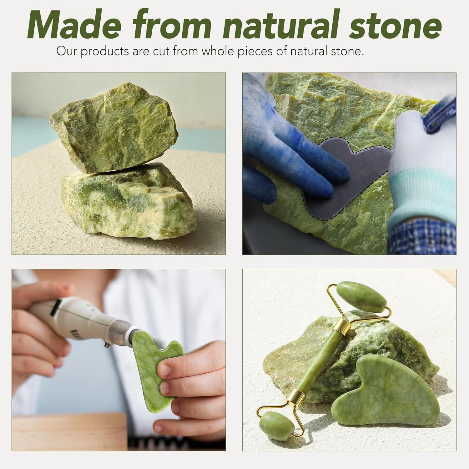 Genuine Jade Roller & Gua Sha Set for Face, Cooling & Firming Effect, Sculpting Tool for Jawline & Skin Care, Self-Care Gift for Women & Men