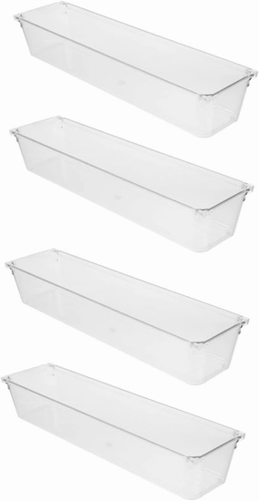 GLEAVI 2sets Clear Organizer Box Multipurpose Storage for Vanity Bathroom Office Kitchen Easy to Clean Organizer for Lip Gloss Lipstick Pens Items 2pcs*2