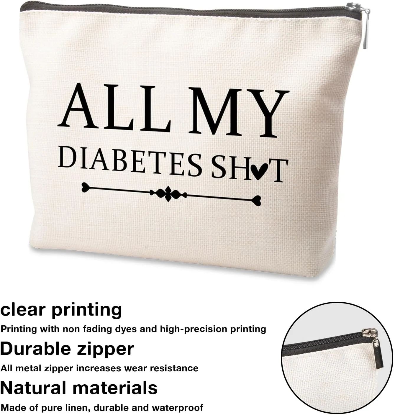 Grandparents Day Gifts Makeup Bag Pouch Personalized Gift for Diabetic Emergency Supply Bag for Grandma Grandpa Mom Dad Sister Brother for Birthday Christmas