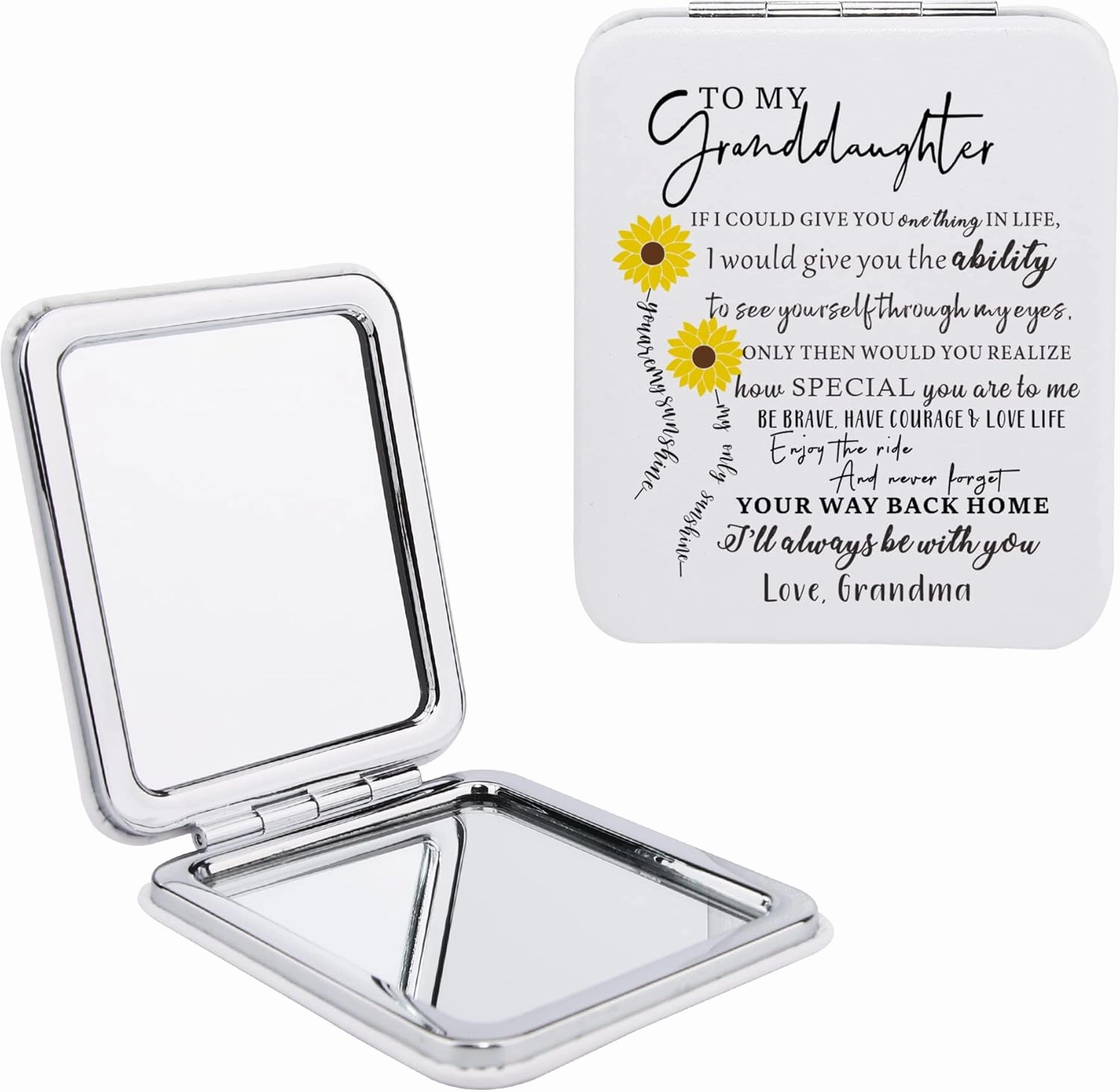 Gtizry Sunflower Makeup Mirror - 2.48 X 2.9 X 0.39 - Inspirational Gift for Granddaughter from Grandma, Granddaughter Gift Idea for Christmas, Birthday