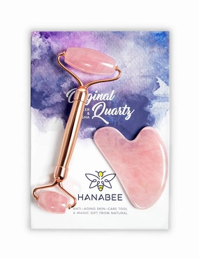 HANABEE Rose Quartz Facial Roller Jade Roller Gua Sha Facial Tools Face Roller and Gua Sha Massage Tool Body gua-sha Scalp Beauty Gift for Women Face Roller Massager (Green)