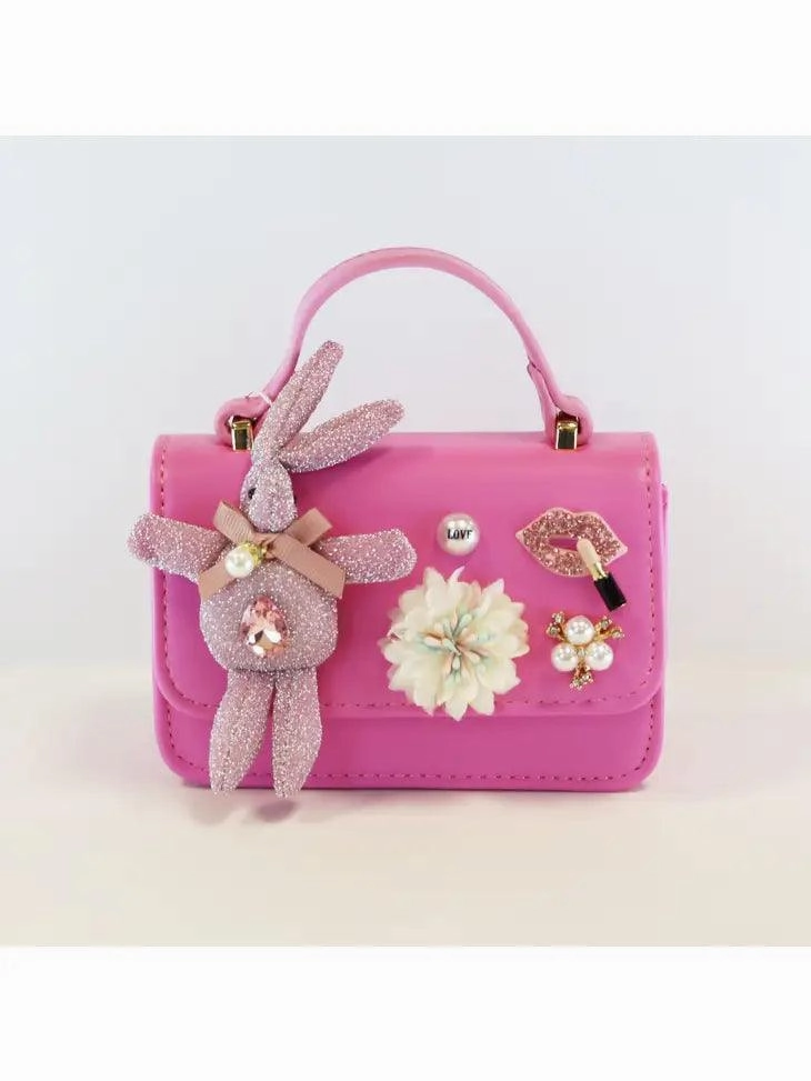 Handbags | Bunny Applique Purse- Fuchsia| Doe a Dear