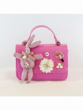 Handbags | Bunny Applique Purse- Fuchsia| Doe a Dear