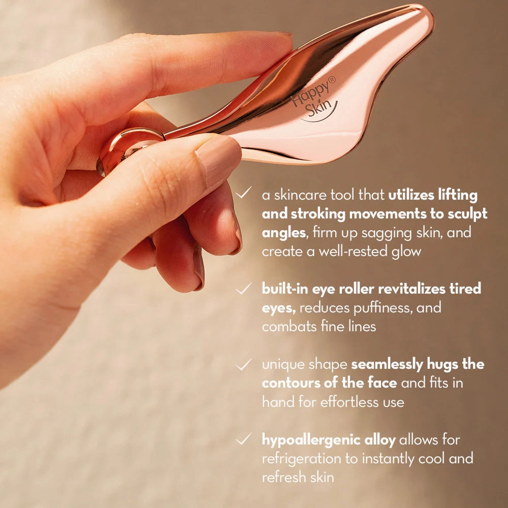 Happy Skin Facial Sculpting Gua Sha & Eye Roller (De-puff   Lift   Contour)