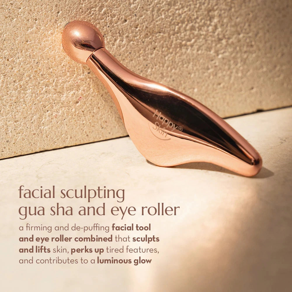 Happy Skin Facial Sculpting Gua Sha & Eye Roller (De-puff   Lift   Contour)