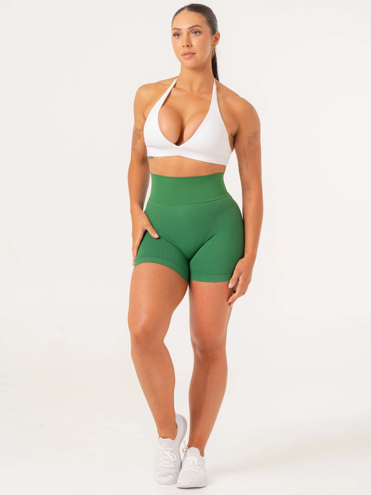 Honeycomb Scrunch Seamless Shorts - Fern Green