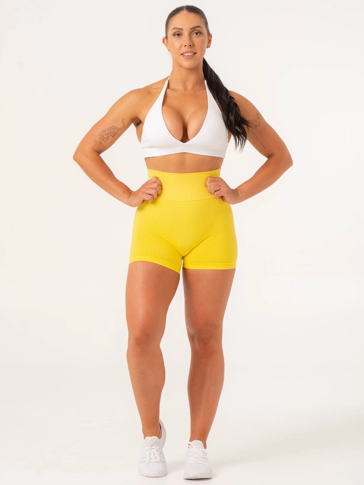 Honeycomb Scrunch Seamless Shorts - Yellow