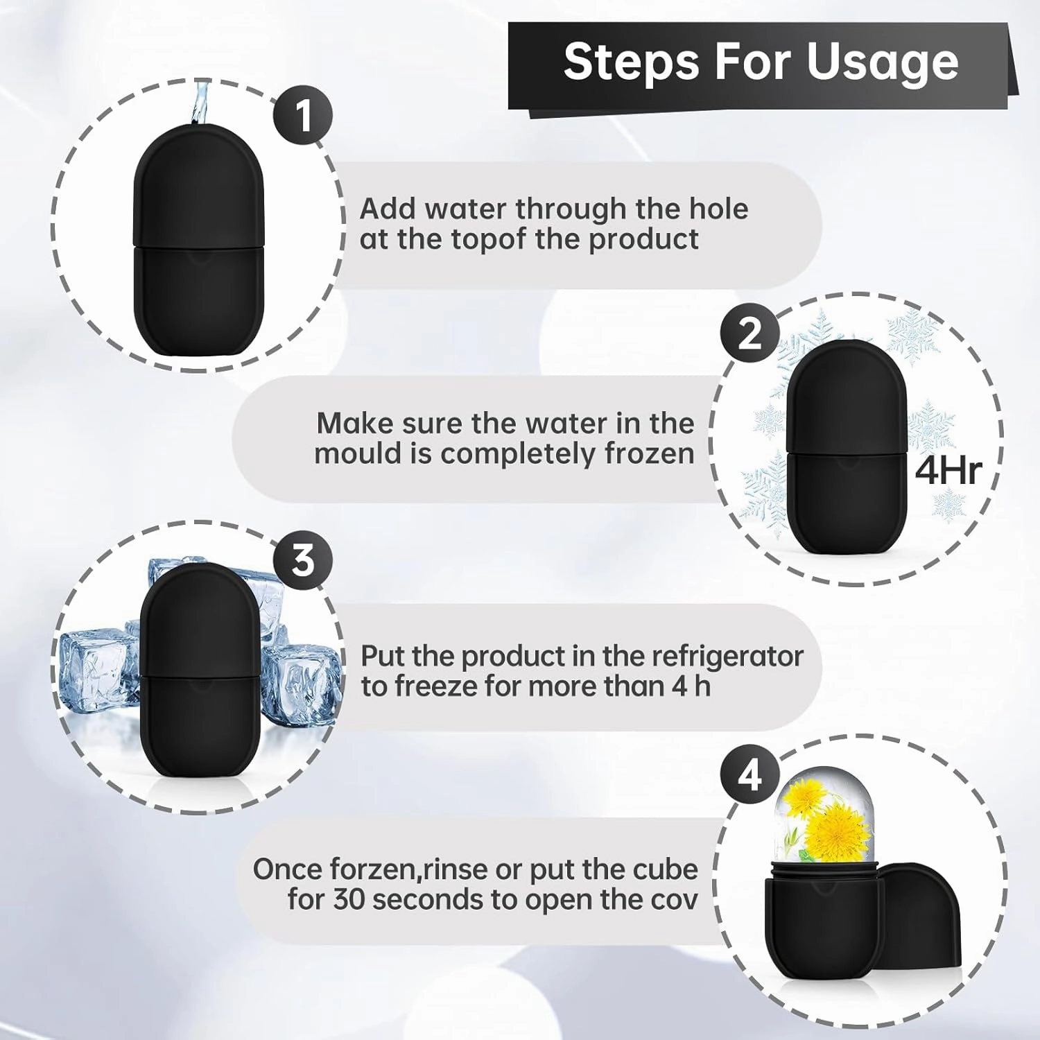 Ice Roller for Face and Eye, Ice Face Roller,Beauty Ice Roller Skin Care Tools Gifts for Women, Ice Facial Cube, Silicone Ice Mold for Face Beauty(Black)