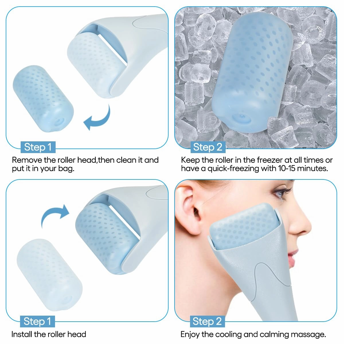 Ice Roller for Face,Eyes,Women Gifts Idea,Therapeutic Cooling to Tighten Brighten Complexion and Reduce Wrinkles,Massager under Eye Puffiness,Migraine and Pain Relidf (Haze Blue)
