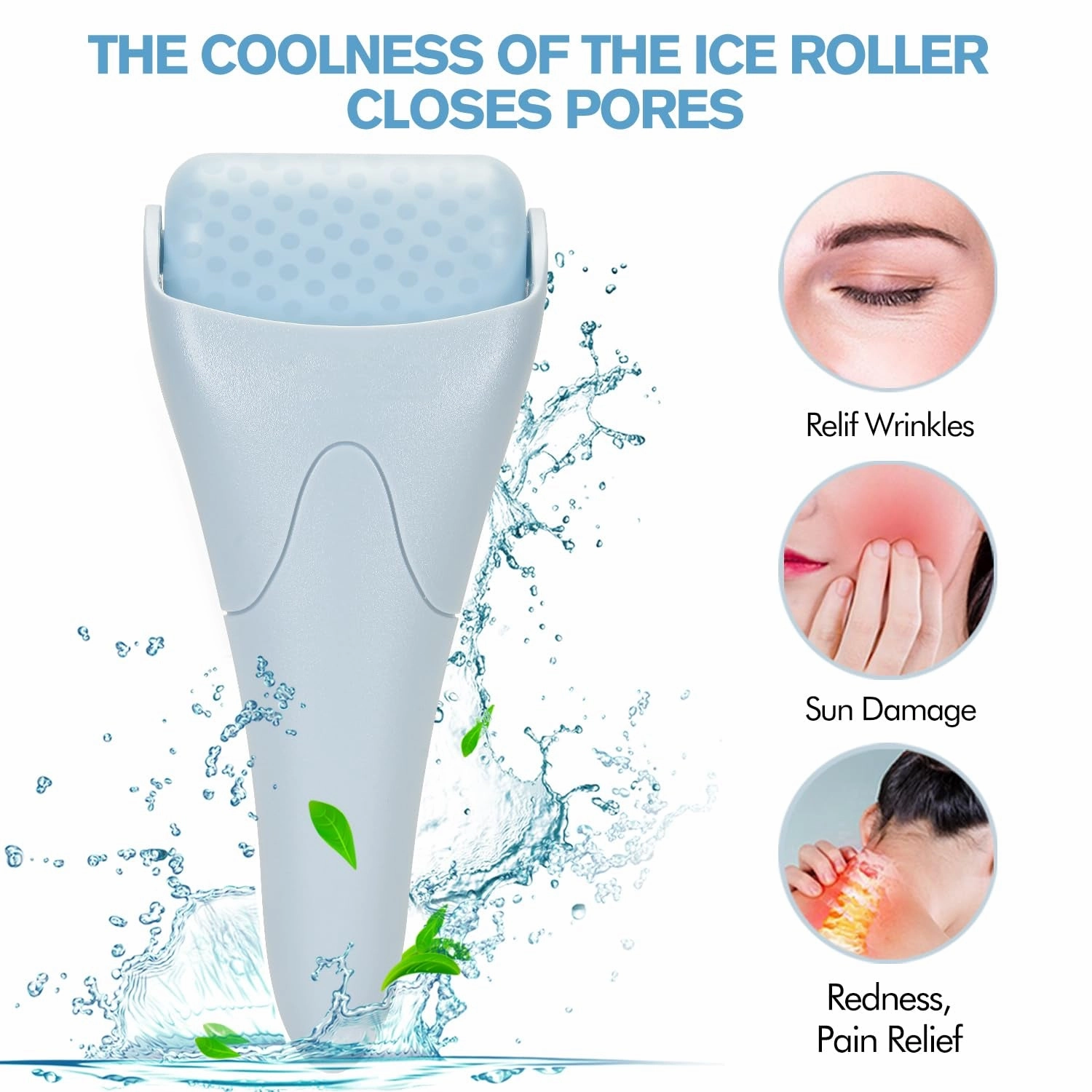 Ice Roller for Face,Eyes,Women Gifts Idea,Therapeutic Cooling to Tighten Brighten Complexion and Reduce Wrinkles,Massager under Eye Puffiness,Migraine and Pain Relidf (Haze Blue)