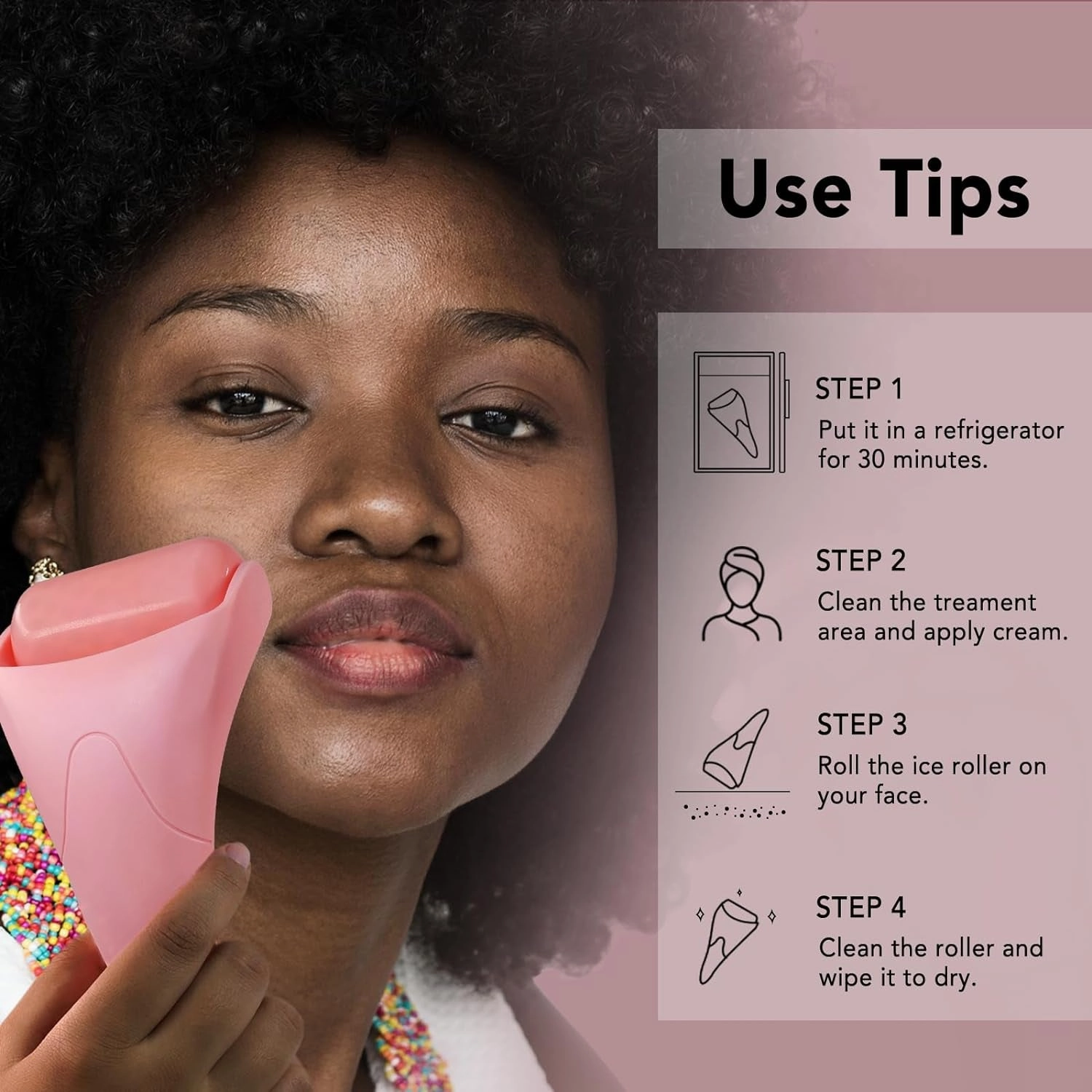 Ice Roller for Face, Skin Care Set & Ice Face Roller，Spa Gifts for Women,Skin Care Wrinkle Remover for Face, Face Massager Roller & Self Care Gifts for Woman (Pink)