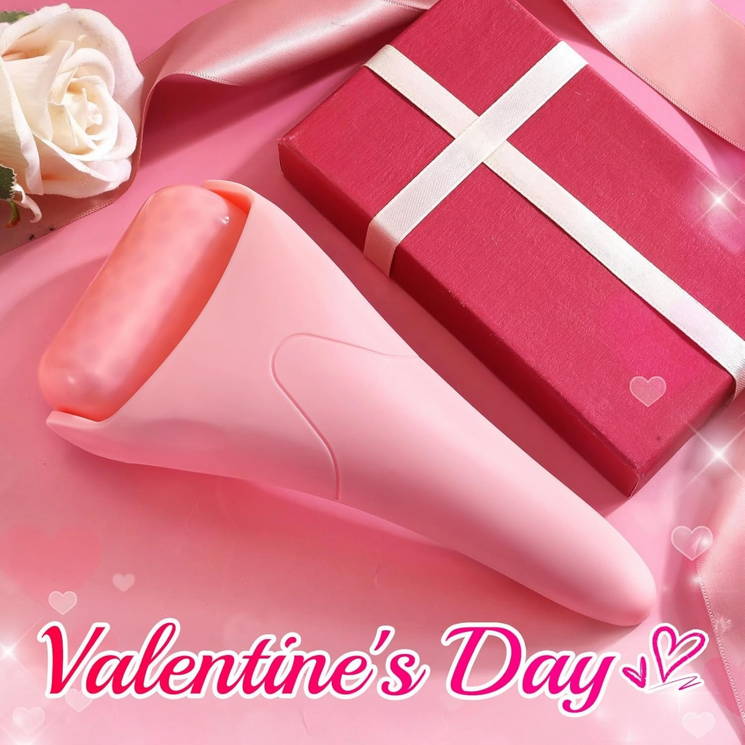 Ice Roller for Face, Skin Care Set & Ice Face Roller，Spa Gifts for Women,Skin Care Wrinkle Remover for Face, Face Massager Roller & Self Care Gifts for Woman (Pink)
