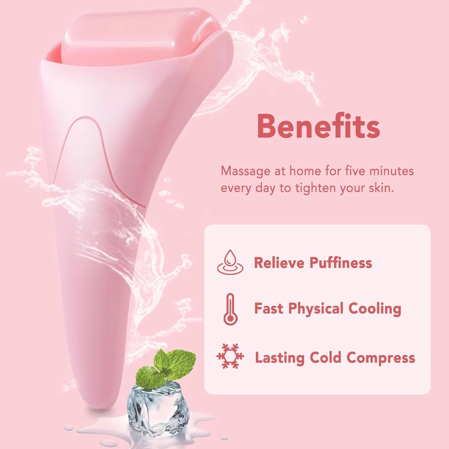 Ice Roller for Face, Skin Care Set & Ice Face Roller，Spa Gifts for Women,Skin Care Wrinkle Remover for Face, Face Massager Roller & Self Care Gifts for Woman (Pink)