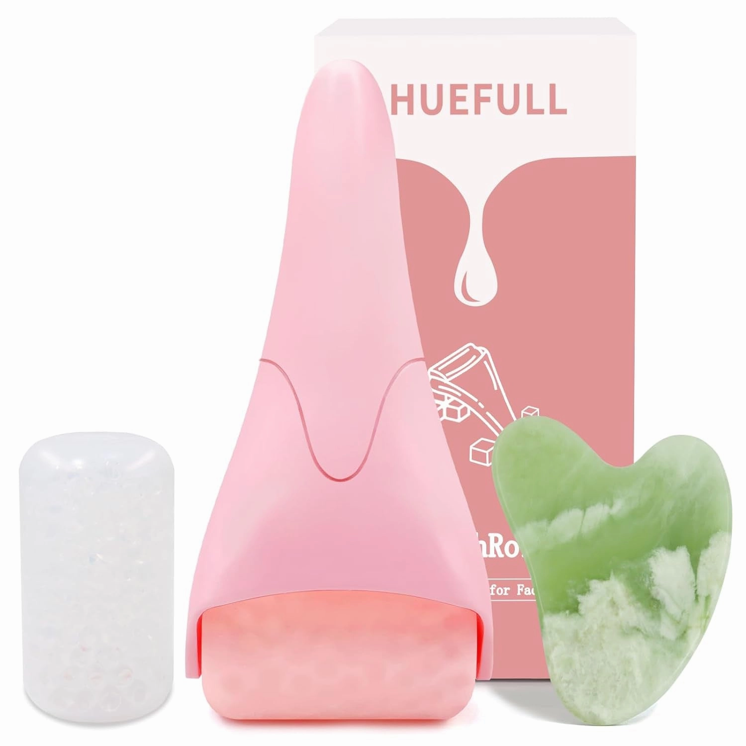 Ice Roller for Face, Skin Care Set & Ice Face Roller，Spa Gifts for Women,Skin Care Wrinkle Remover for Face, Face Massager Roller & Self Care Gifts for Woman (Pink)