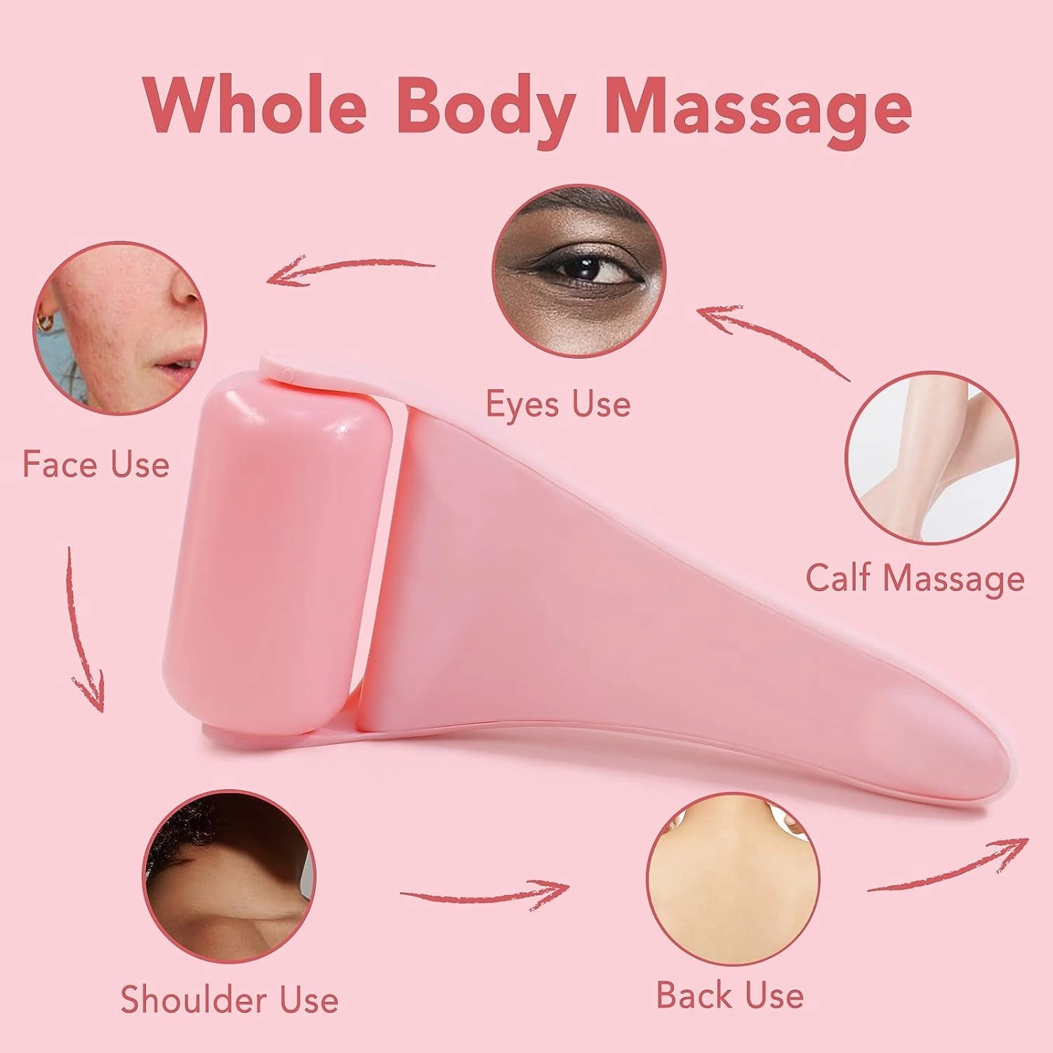 Ice Roller for Face, Skin Care Set & Ice Face Roller，Spa Gifts for Women,Skin Care Wrinkle Remover for Face, Face Massager Roller & Self Care Gifts for Woman (Pink)