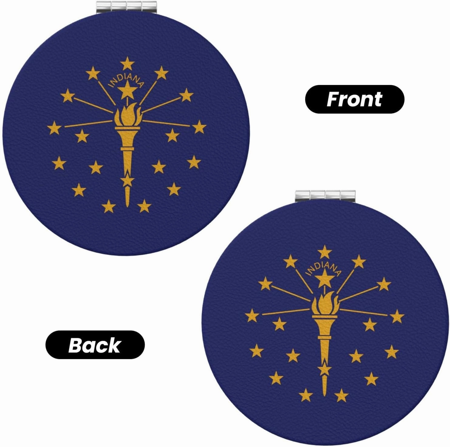 Indiana State Flag Makeup Mirror Portable Folding Mini Mirror Double Sided Travel Makeup Mirror Round Shape Handheld Pocket Mirror
