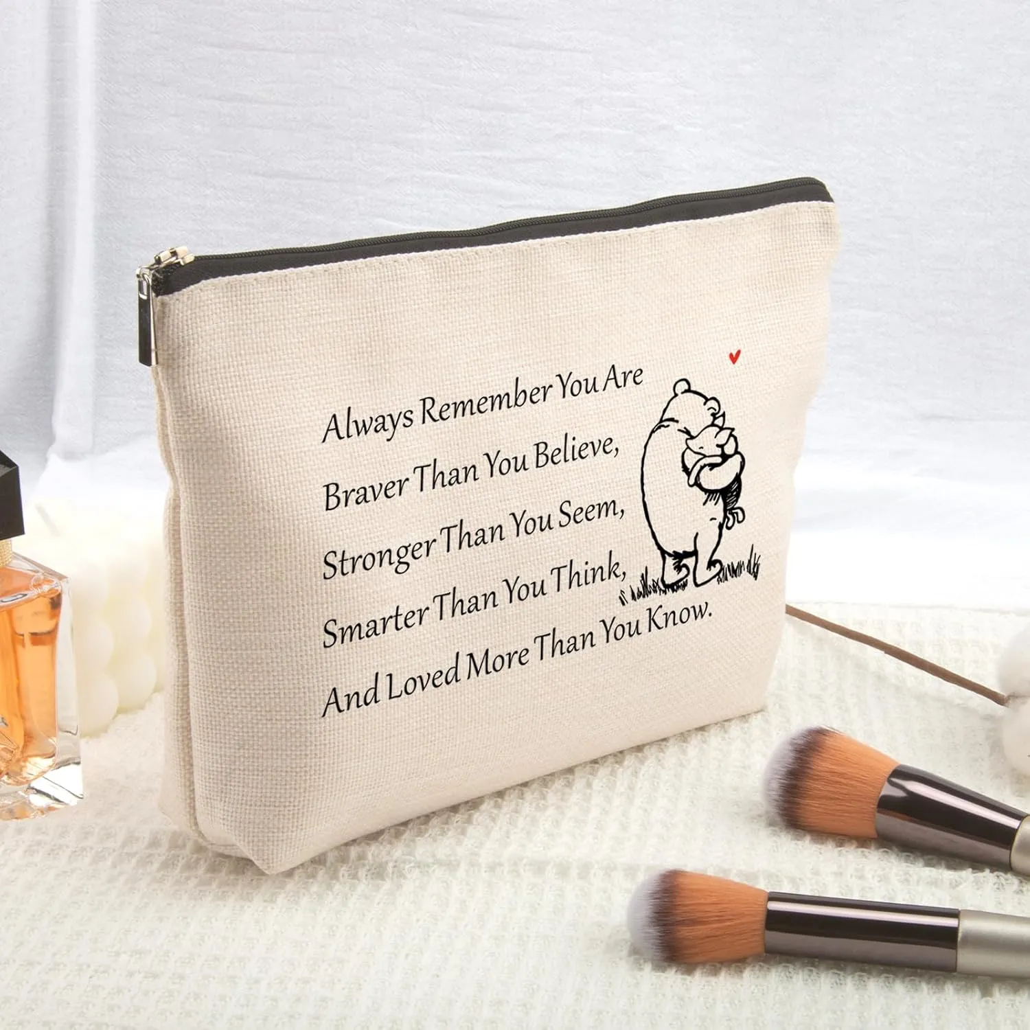 Inspirational Gifts Friendship Makeup Bag Friendship Make up Bag You Are Braver Stronger Smarter Than You Think Friend Gift Cosmetic Bag Inspirational Cosmetic Bags for Women