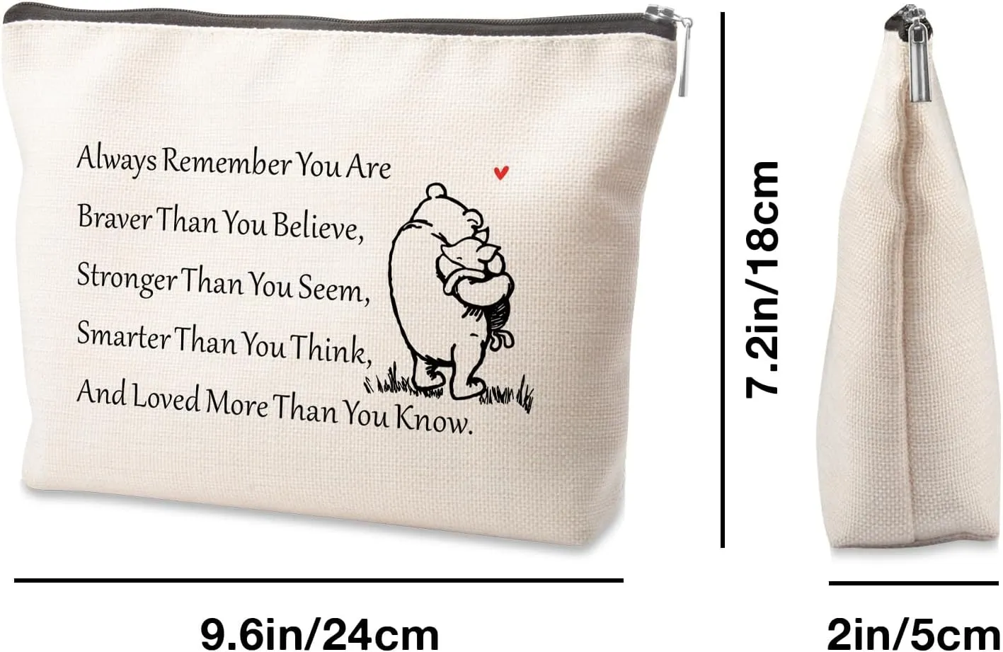 Inspirational Gifts Friendship Makeup Bag Friendship Make up Bag You Are Braver Stronger Smarter Than You Think Friend Gift Cosmetic Bag Inspirational Cosmetic Bags for Women