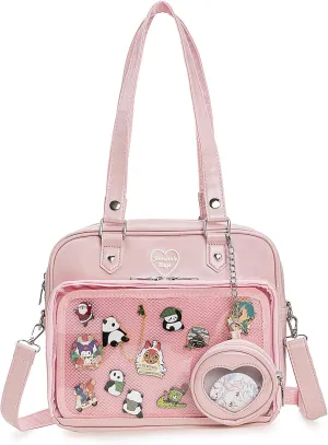 Ita Bag Crossbody Handbags Kawaii Shoulder Purse Square Backpack with Insert Anime Pins Display
