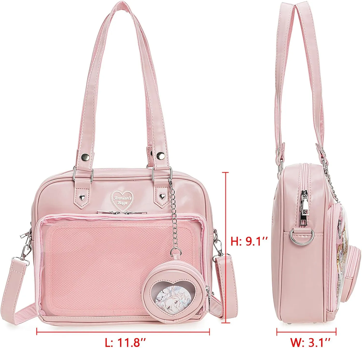 Ita Bag Crossbody Handbags Kawaii Shoulder Purse Square Backpack with Insert Anime Pins Display