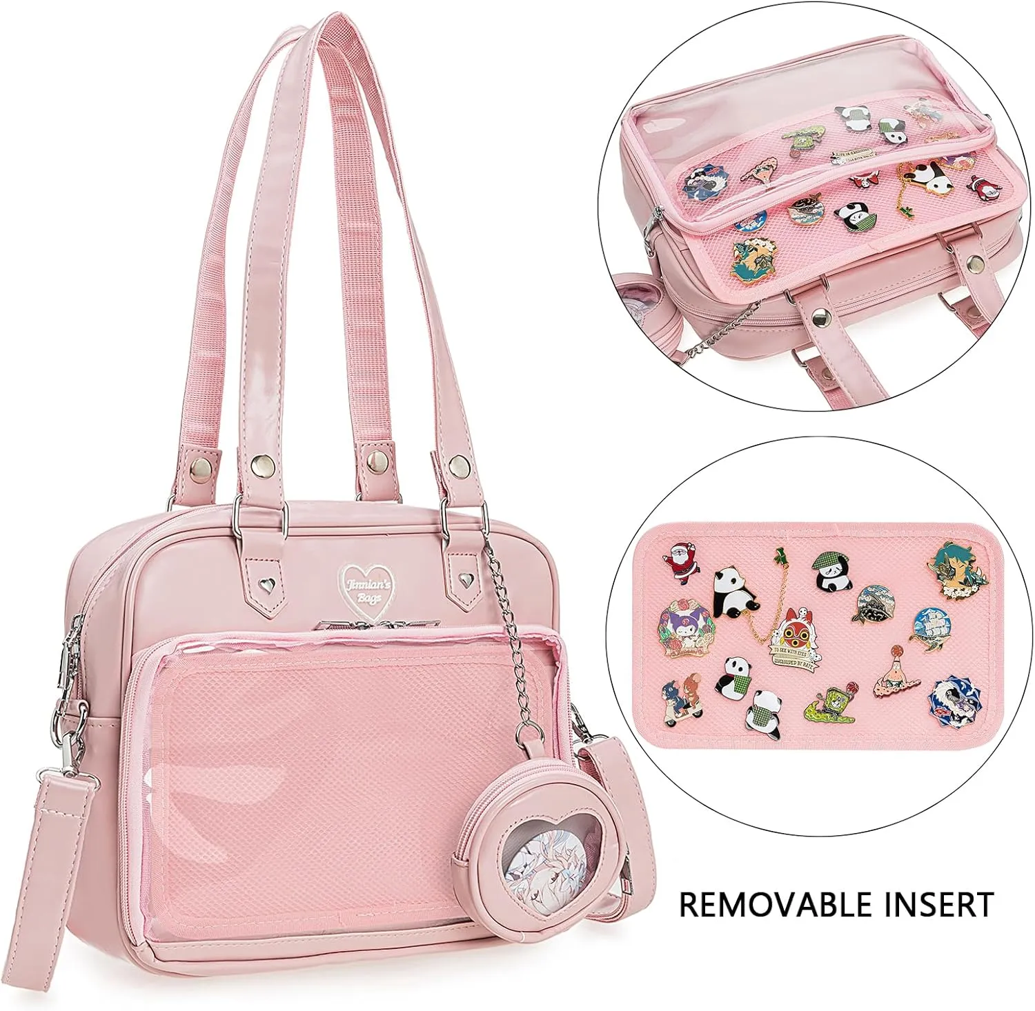 Ita Bag Crossbody Handbags Kawaii Shoulder Purse Square Backpack with Insert Anime Pins Display