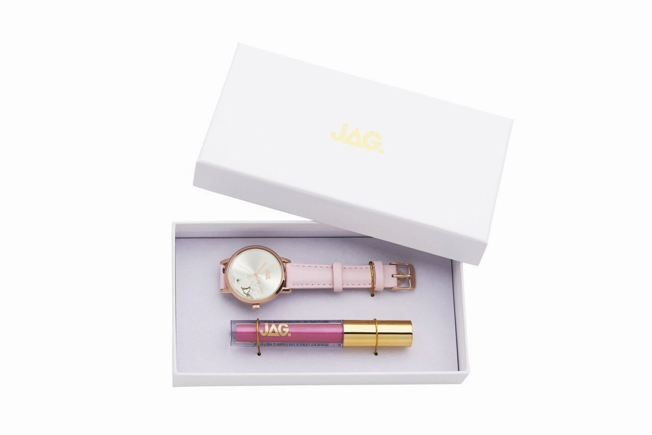 Jag Mia Floral Pink Leather Womens Watch
