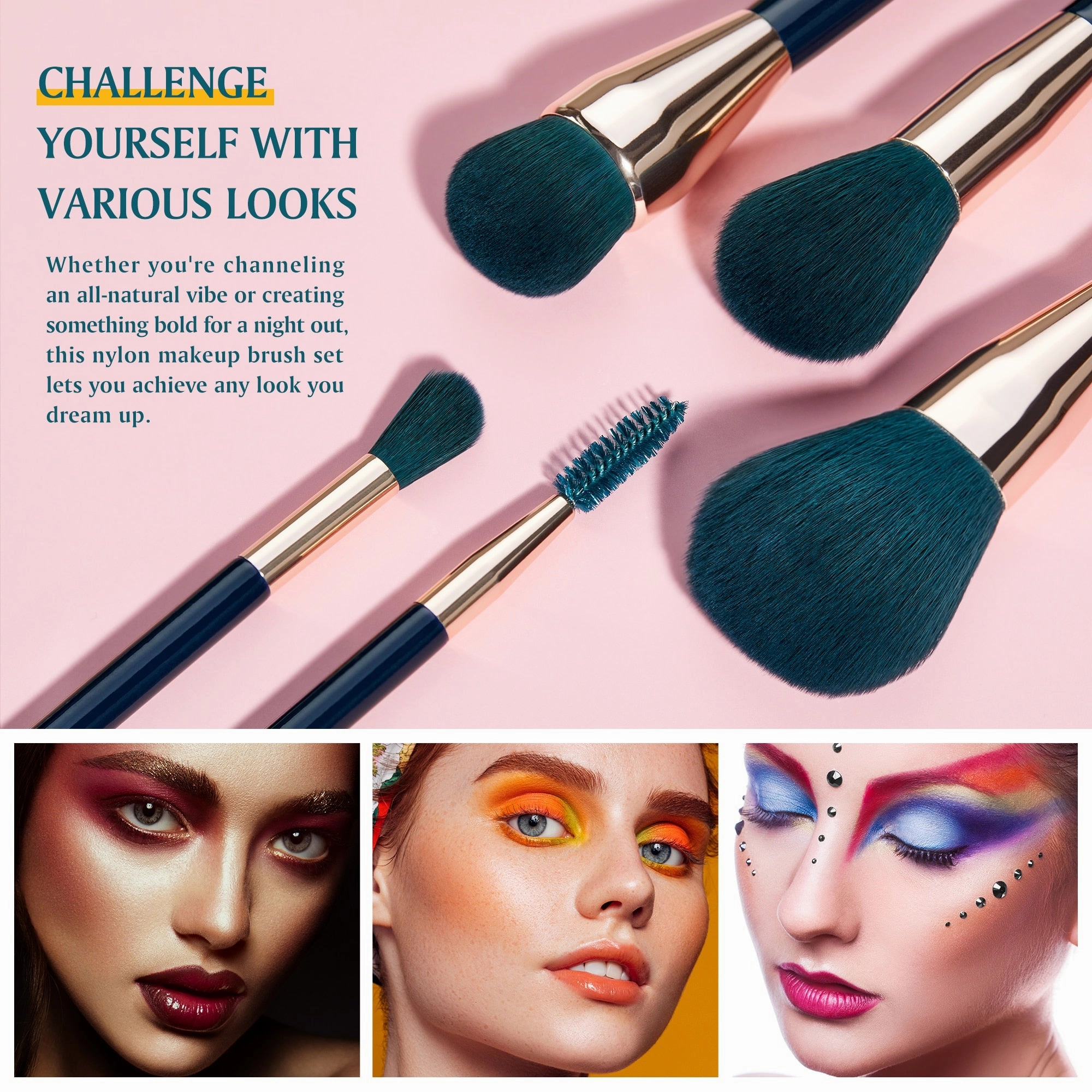 Jessup 1/3/8 sets Vegan Makeup Brushes Set 15pcs Powder Foundation Eyeshadow Eyeliner Blending Contour Concealer Smudge Spoolie