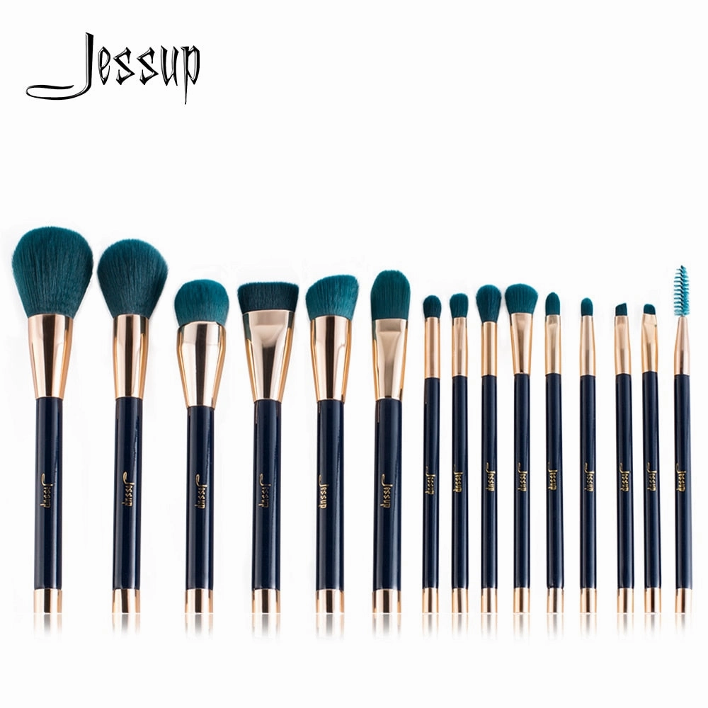 Jessup 1/3/8 sets Vegan Makeup Brushes Set 15pcs Powder Foundation Eyeshadow Eyeliner Blending Contour Concealer Smudge Spoolie