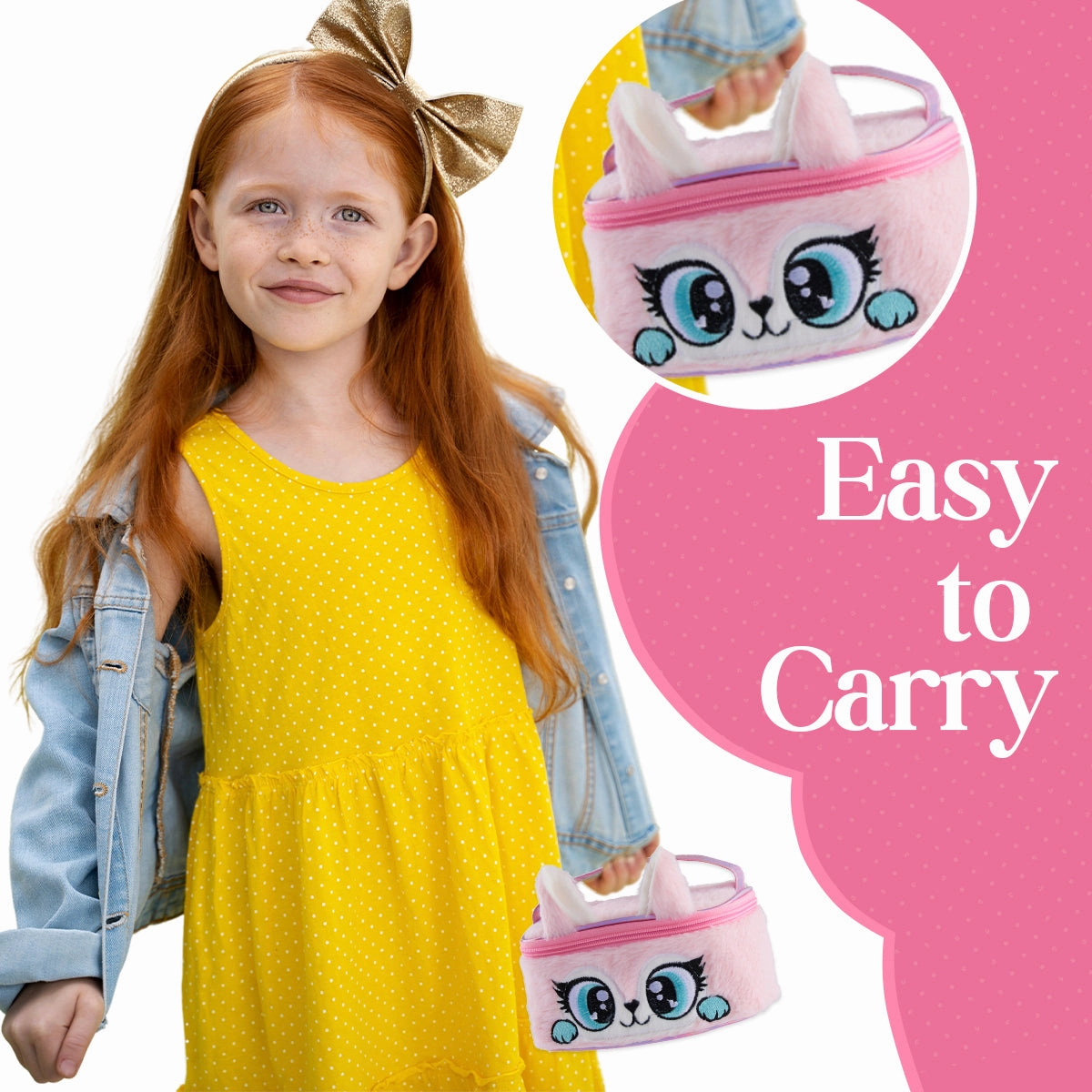 Kids Makeup Sets for Girls - Plush Beauty Case with Nail Varnish & Lipgloss - Pink