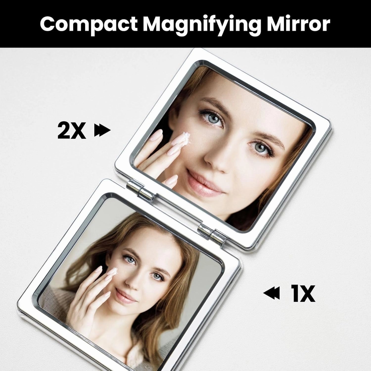 Leopard in Search of Prey Makeup Mirror Portable Folding Mini Mirror Double Sided Travel Makeup Mirror Square Handheld Pocket Mirror
