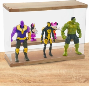 Lighted Display Case for Collectibles – Clear Acrylic Display Box, 2 to 5 Tier Dustproof Stand for Collectibles, Action Figures, Funko Pop, Vitrinas para Colecciones (2 Tier 12.6x4.7x8.8 inch)