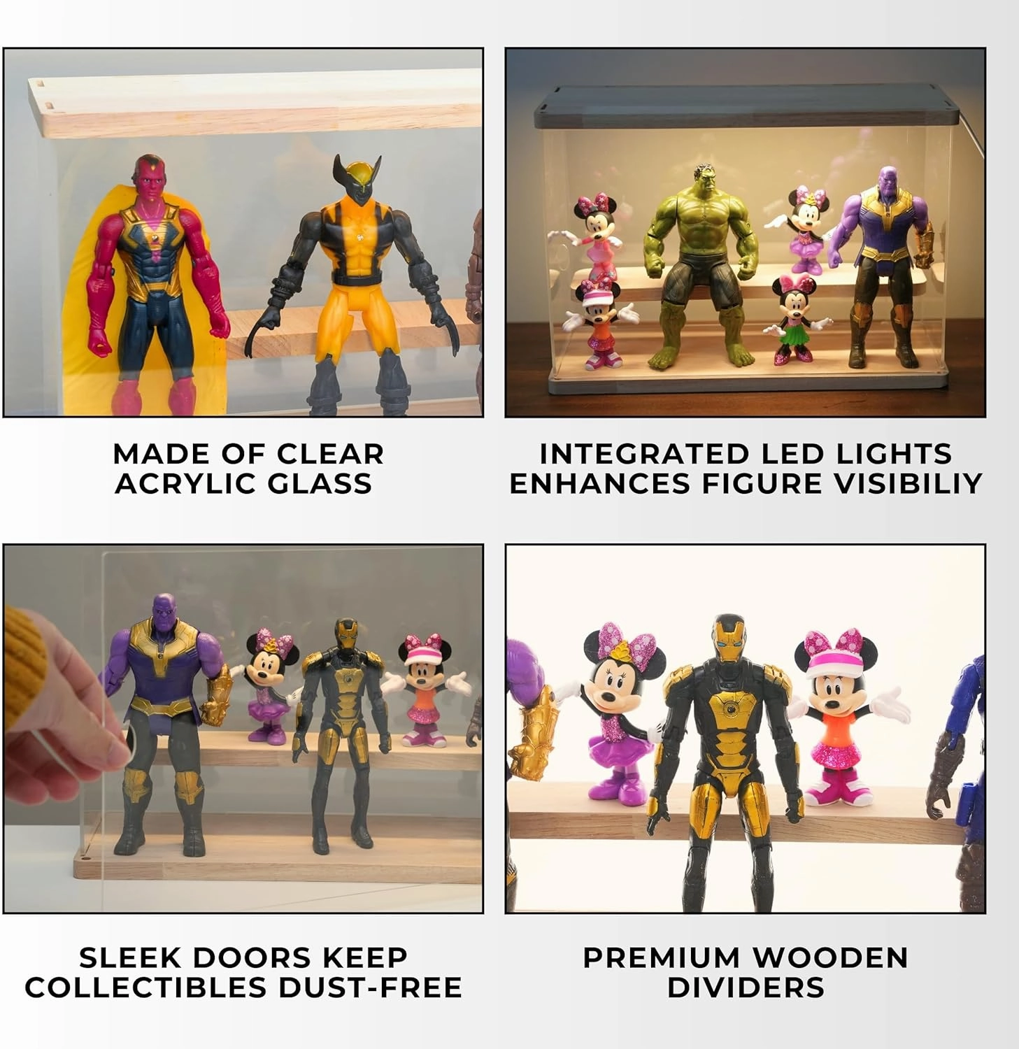 Lighted Display Case for Collectibles – Clear Acrylic Display Box, 2 to 5 Tier Dustproof Stand for Collectibles, Action Figures, Funko Pop, Vitrinas para Colecciones (2 Tier 12.6x4.7x8.8 inch)