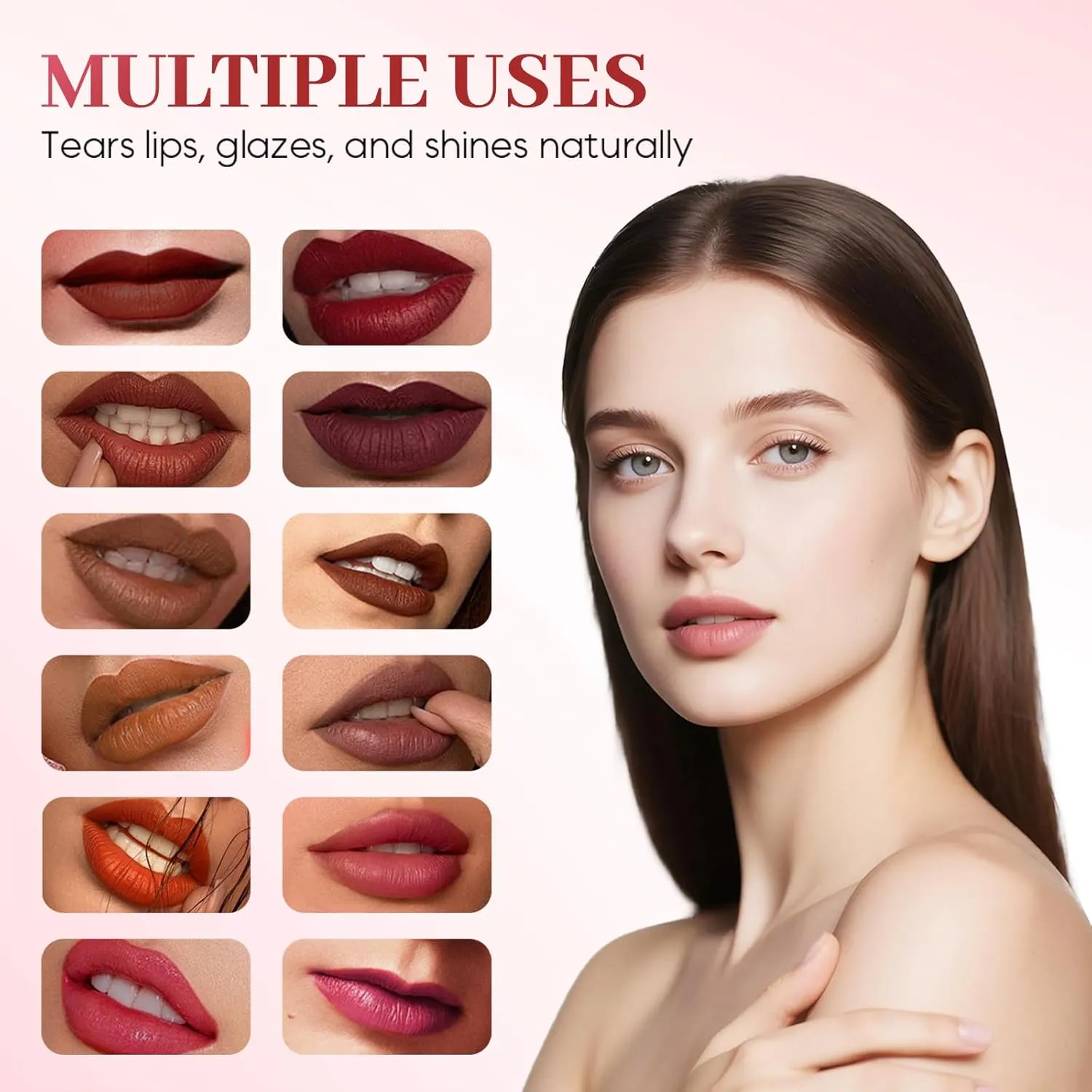Lips Staining Lip Oil, 2025 New Long-Lasting Moisturizing Lip Tint for Natural Look, Waterproof Matte Lipstick for Makeup (H)