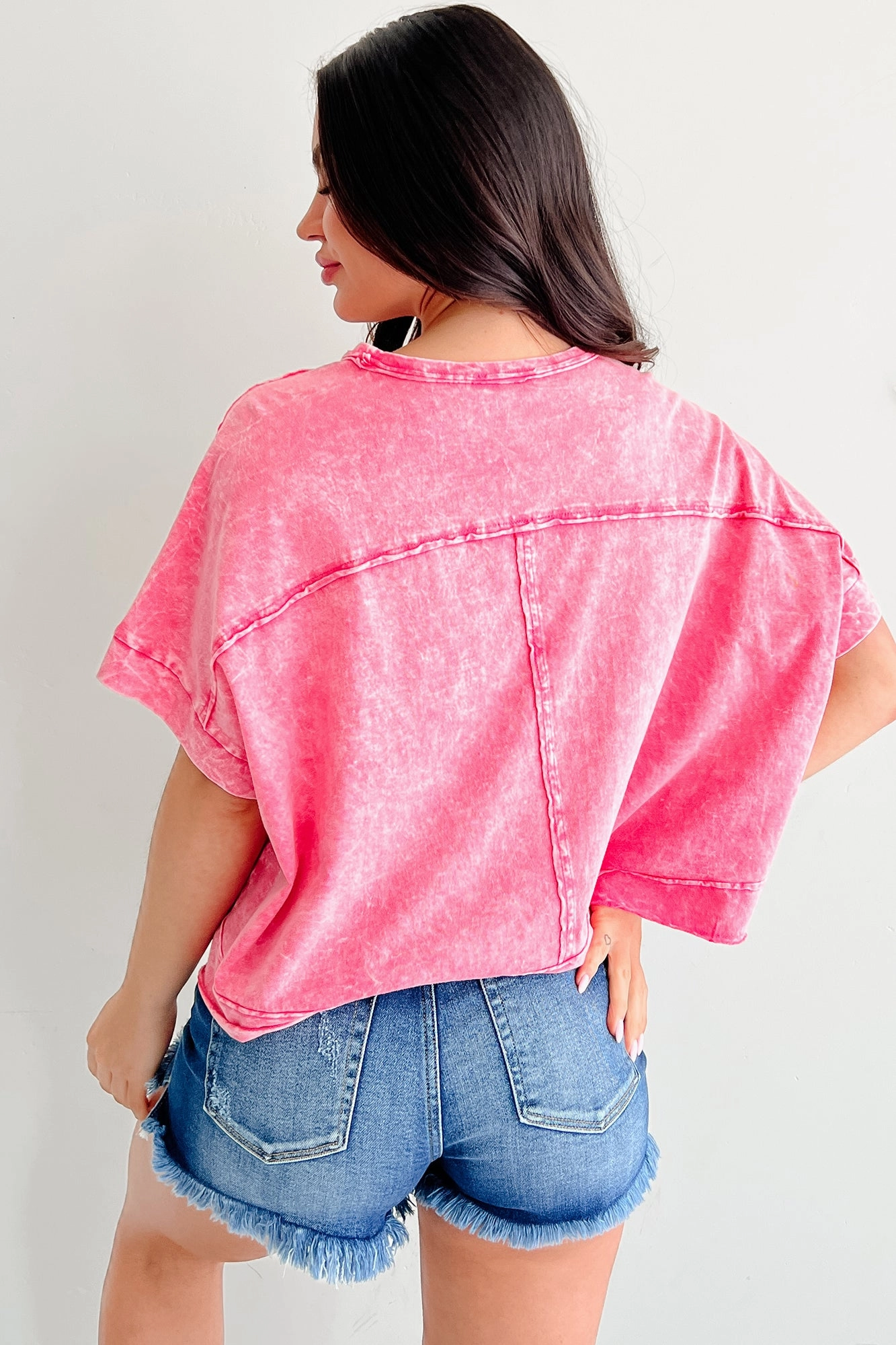 Lipstick & Lattes Short Sleeve Boxy Top (Fuchsia)