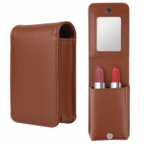 Lipstick Case with Mirror Lip Gloss Holder Cosmetic Organizer Makeup Bag