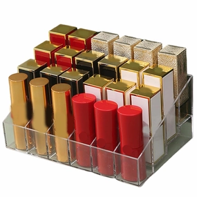 Lipstick Organizer, 24 Slots Large Capacity Lipstick Holder, Clear Acrylic Cosmetic Organizer, Portable Washable Beauty Holder