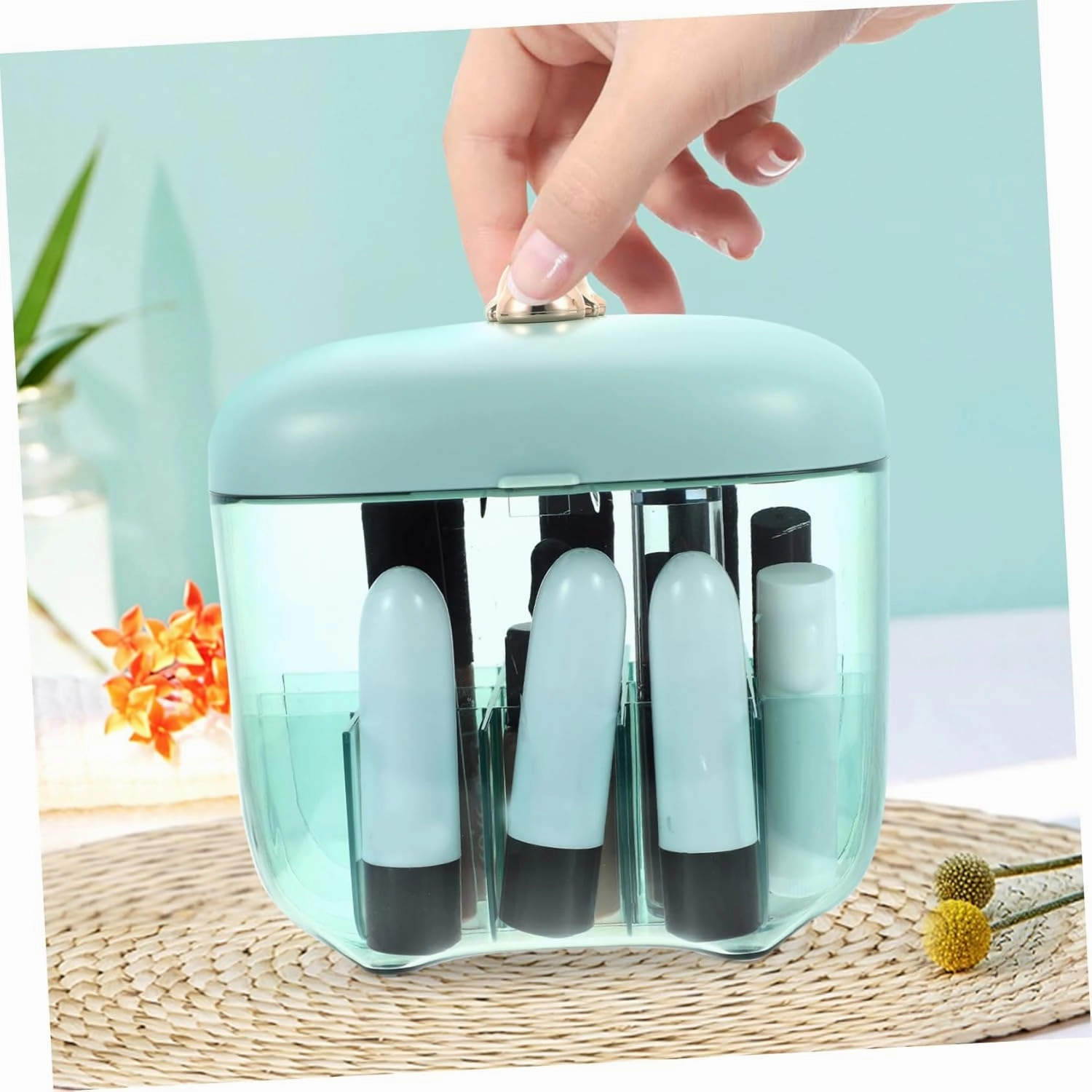 Lipstick Storage Box Lip Gloss Clear Makeup Brush Holder Desk Bedroom Supply With Cover Storage Rack