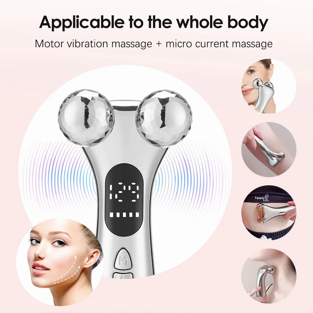Low Frequency Pulse Massager - Vibration Facial Roller for Skin Lifting, Firming & Fine Line Reduction