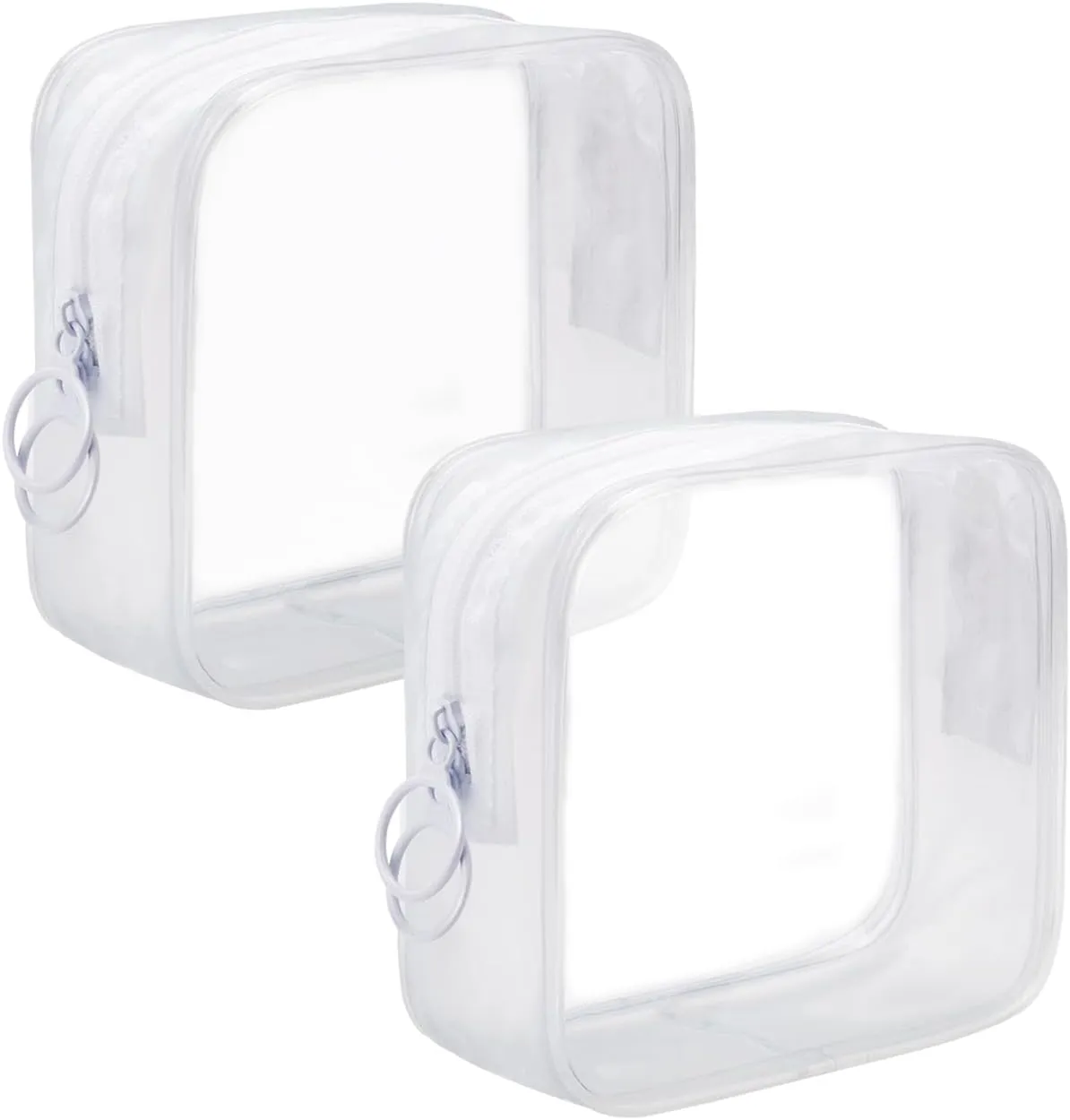 LYroo White Small Makeup Bag Clear Mini Makeup Zipper Pouch Makeup Bag Small Cosmetic Bag for Purse Essentials Items Women Coin Purse Aesthetic Stuff(2 Pack)
