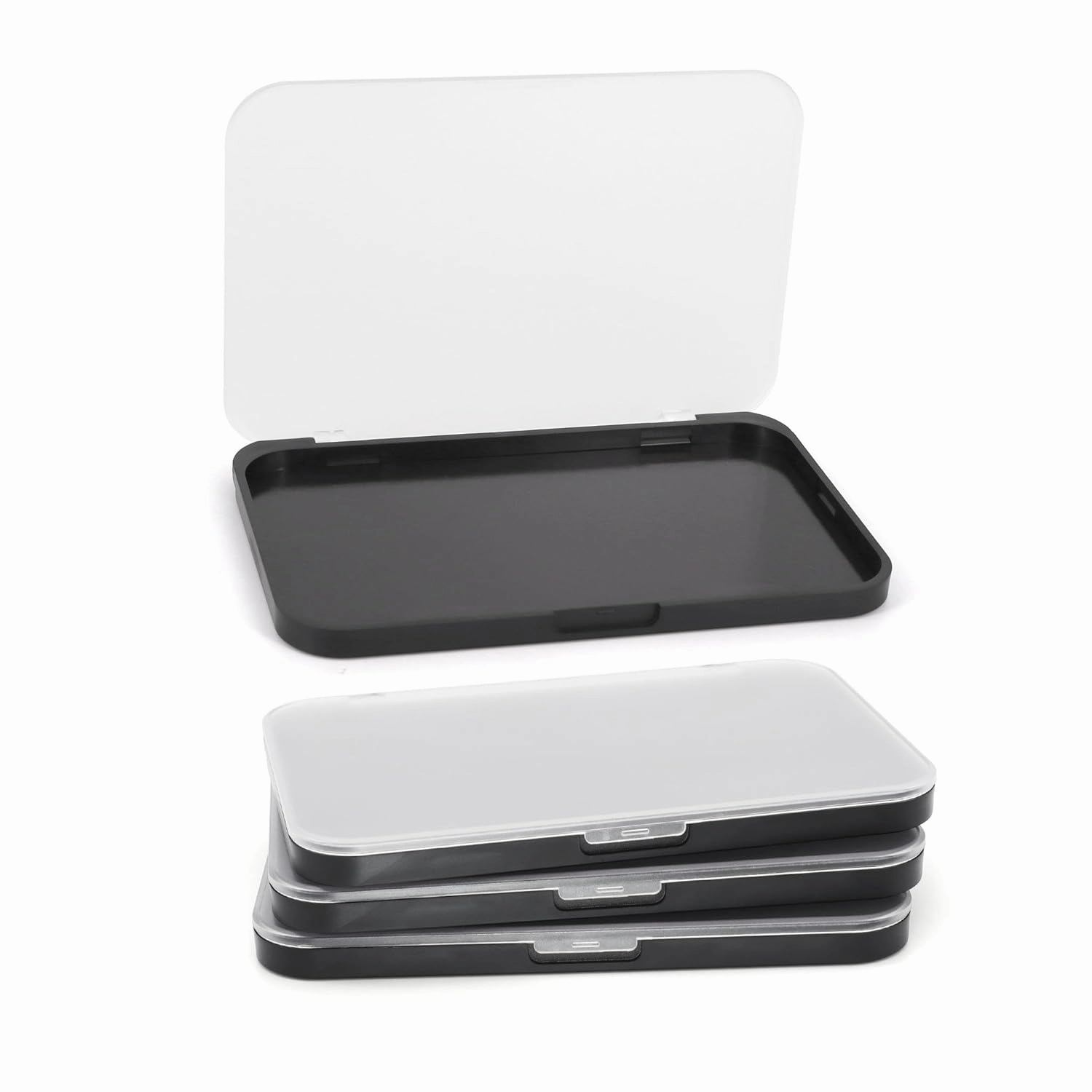 Magnetic Makeup Palette with Frosted Clear Top, 3Pack Empty Eyeshadow Dispensing Storage Box with 60Pcs Adhesive Metal Stickers for DIY Cosmetics Blush Powder-6.69"X4.41"Palette