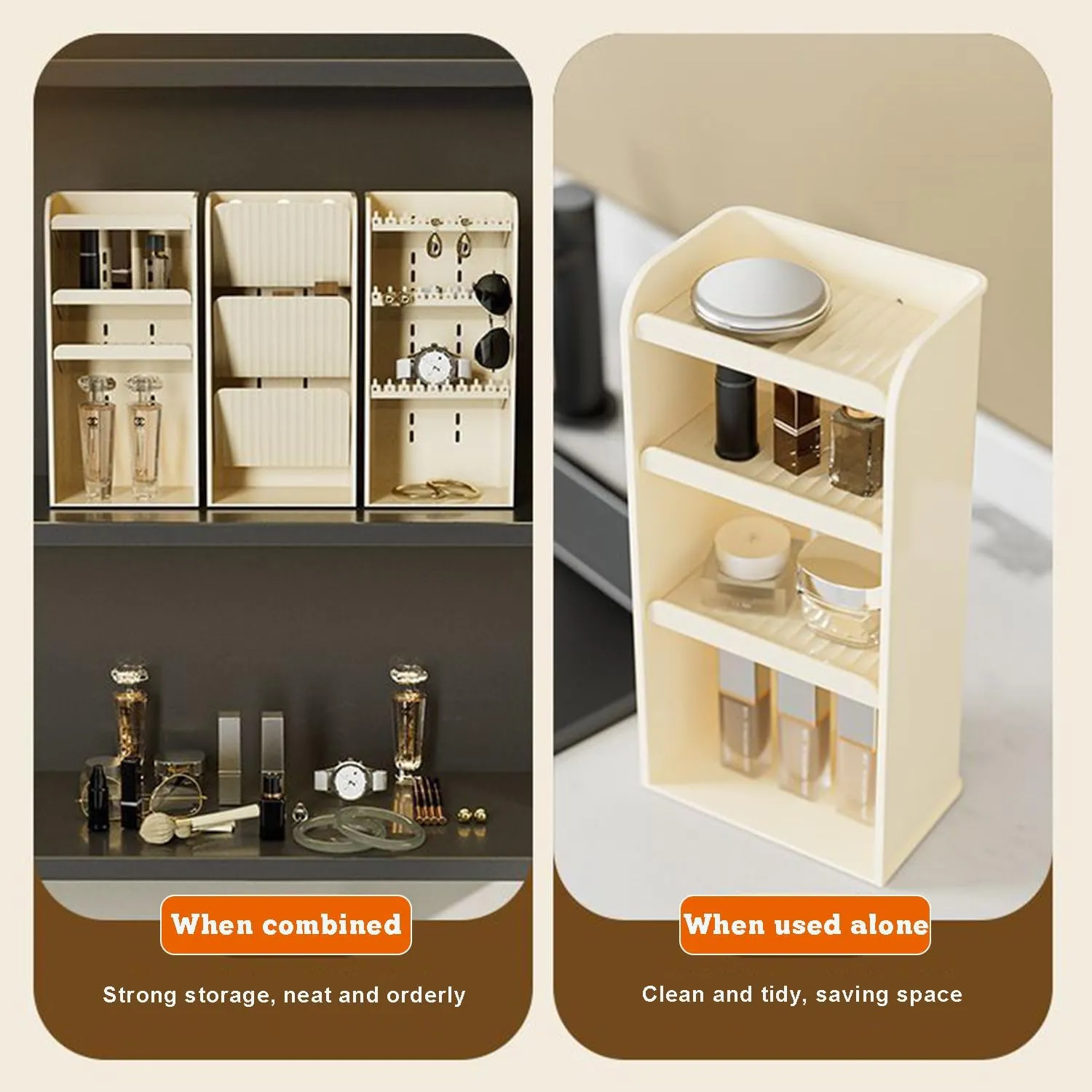 Makeup Organizer Tray, Cosmetic Display Case 12 Spaces Case Storage for Vanity, Bathroom Counter or Dresser, Countertop Organizer for Cosmetics, Skincare, Lipsticks,Clear