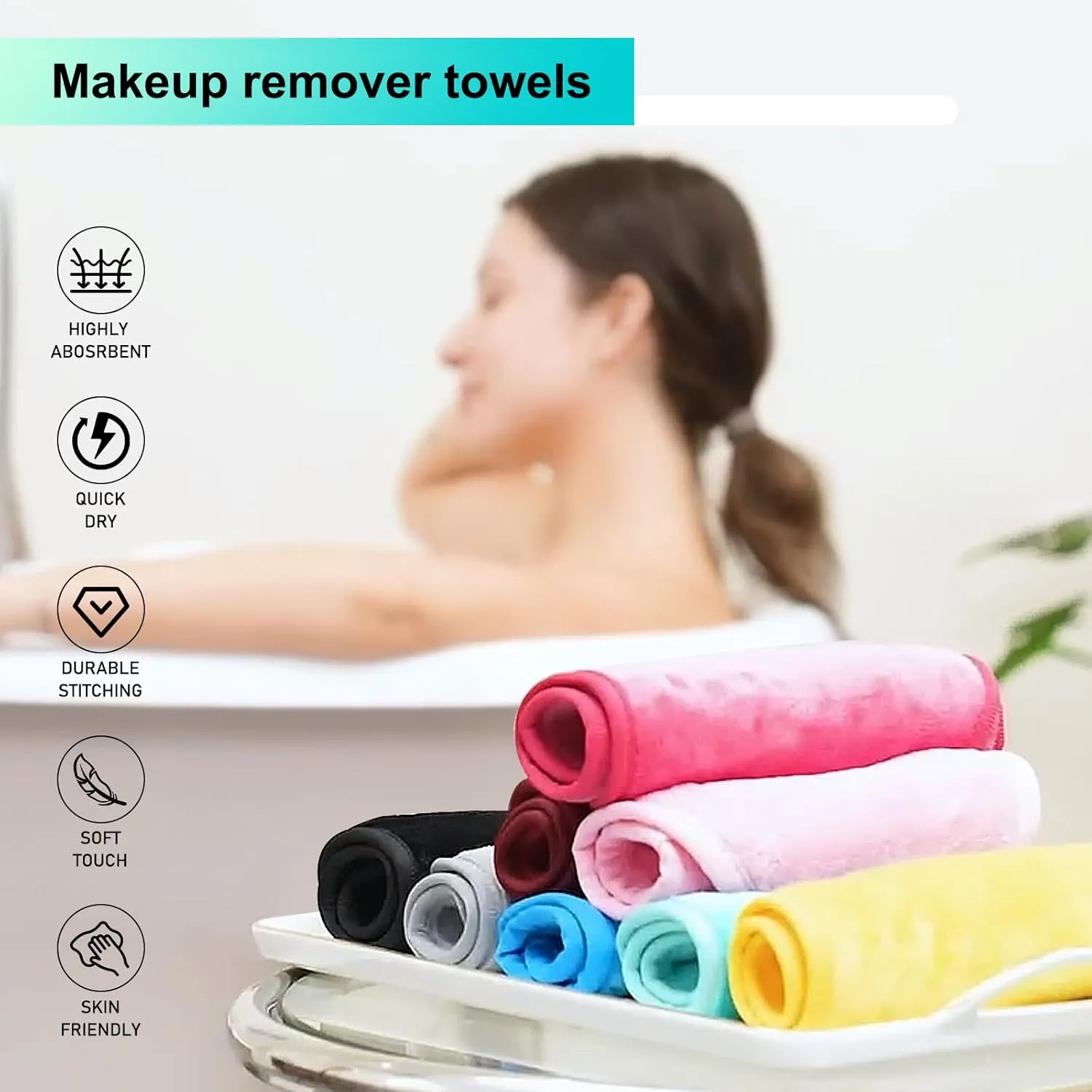 Makeup Remover Face Cleansing Cloth - Chemical-free Microfiber Reusable Facial Clean Towel, Remove Makeup Instantly with Only Water (7 PCS)