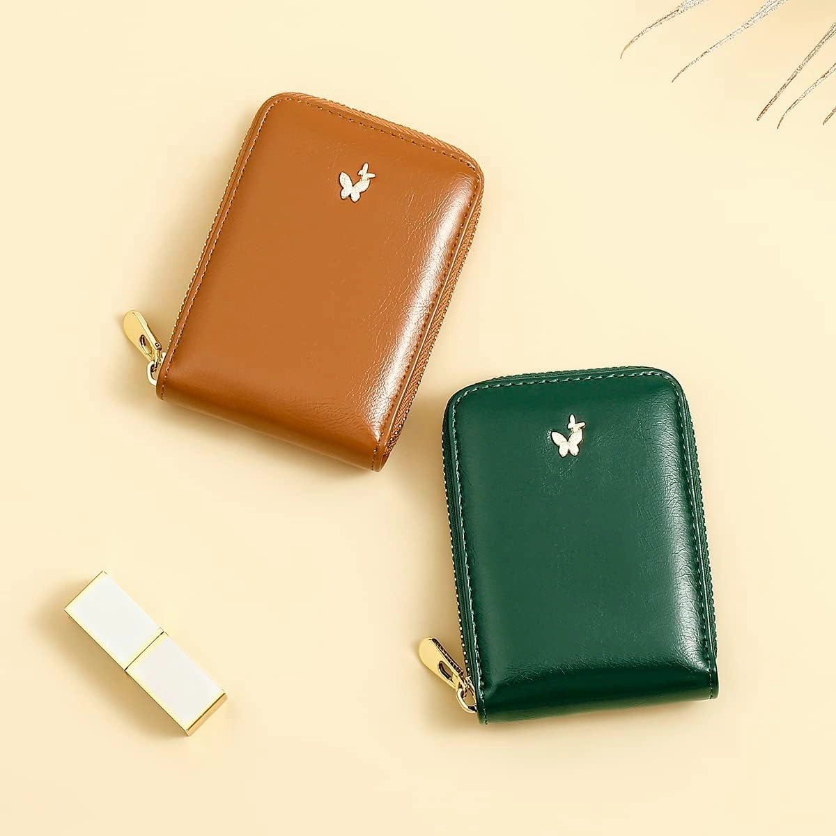 Makeup Case With Mirror Portable Lipstick Credit Card Holder For Purse Travel Cosmetic Pouch Wallet For Women Girls
